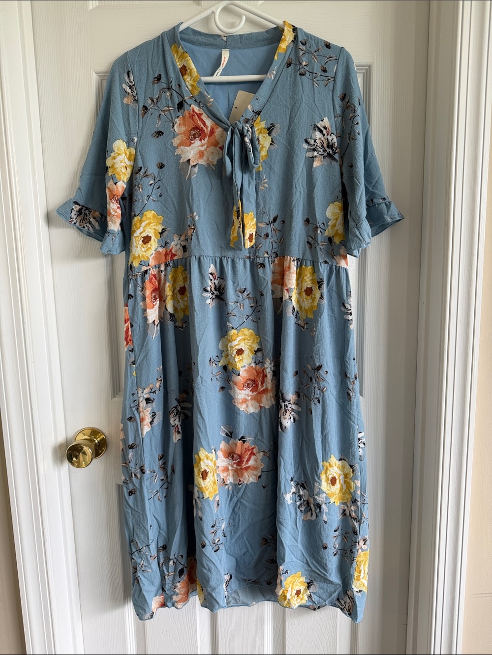 NWT orange creek Blue Floral Tie-Front Midi Dress